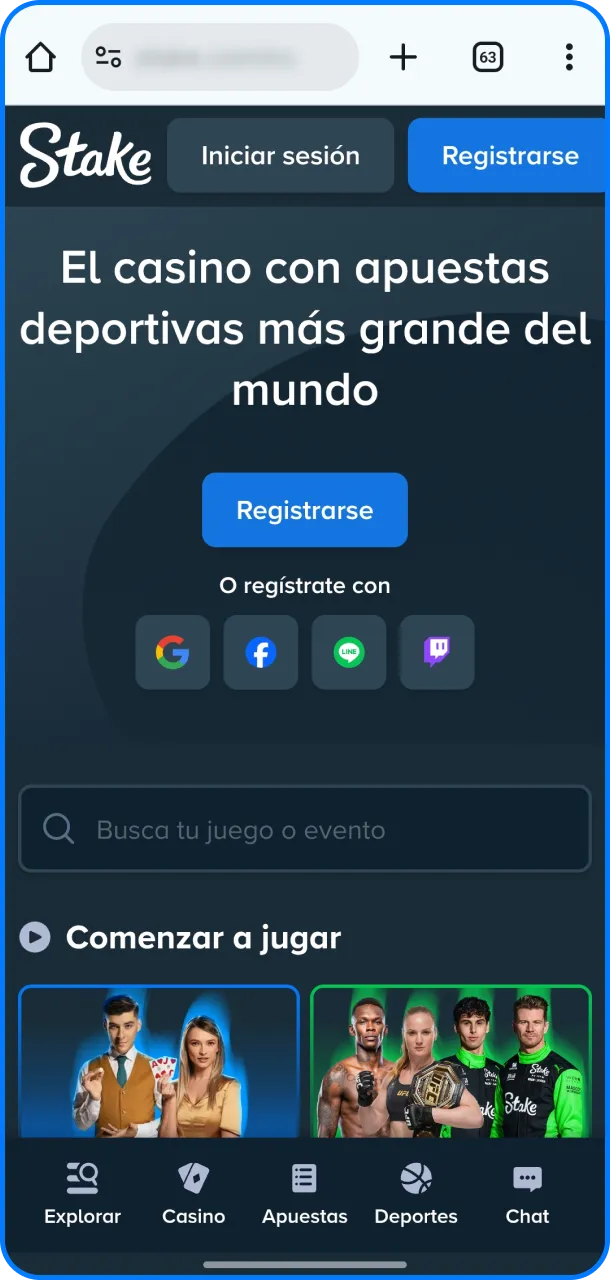 Iniciá el proceso al abrir en Chrome el sitio de Stake App.