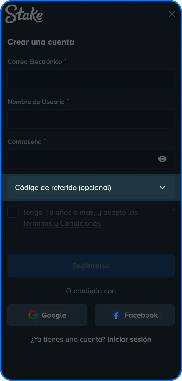 Ingresá tu código promocional de Stake para activar beneficios exclusivos al registrarte.