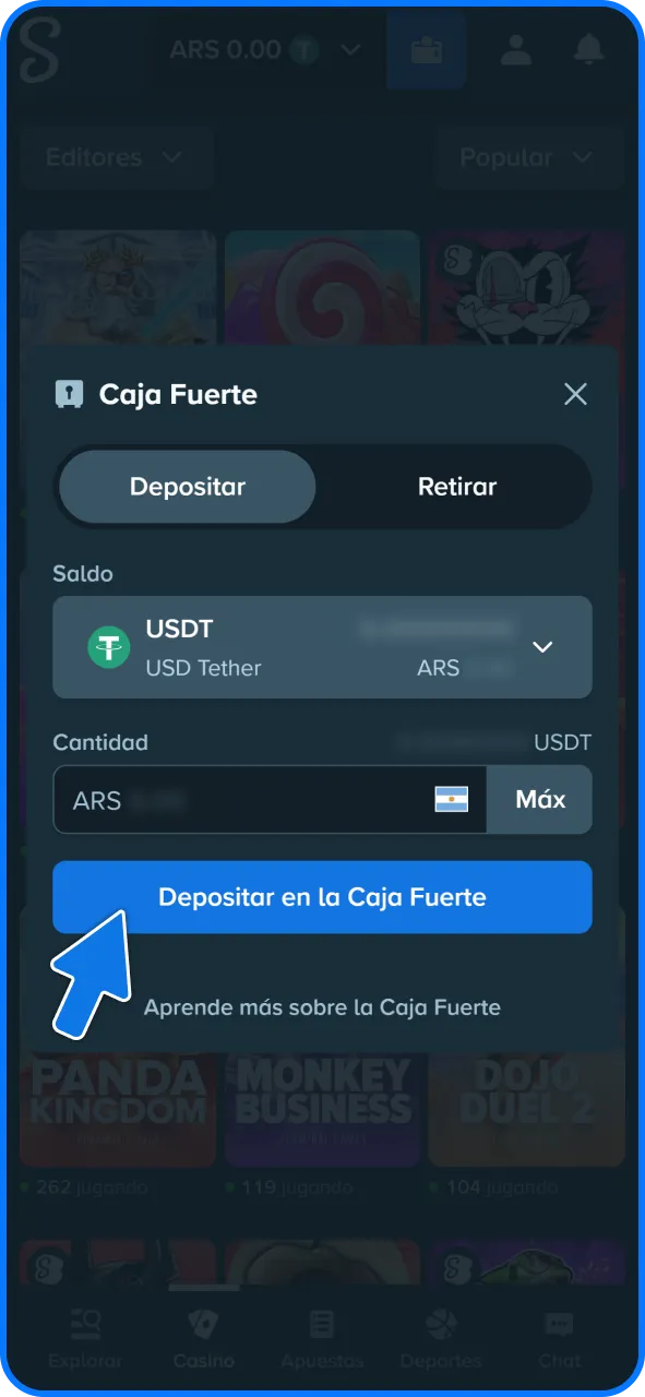 Elige tu método de pago preferido y depositá fondos. en tu saldo.